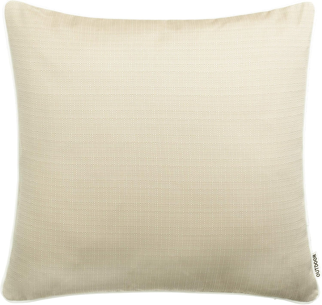 2er Set Outdoor Kissen 45x45 cm – Wetterfeste Zierkissen mit Paspel in Walzoptik – Wasserabweisende