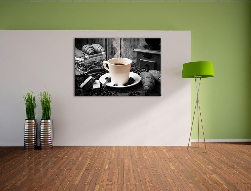 frisch aufgebrühter Kaffee schwarz/weiss Format: 100x70 auf Leinwand, XXL riesige Bilder fertig gera