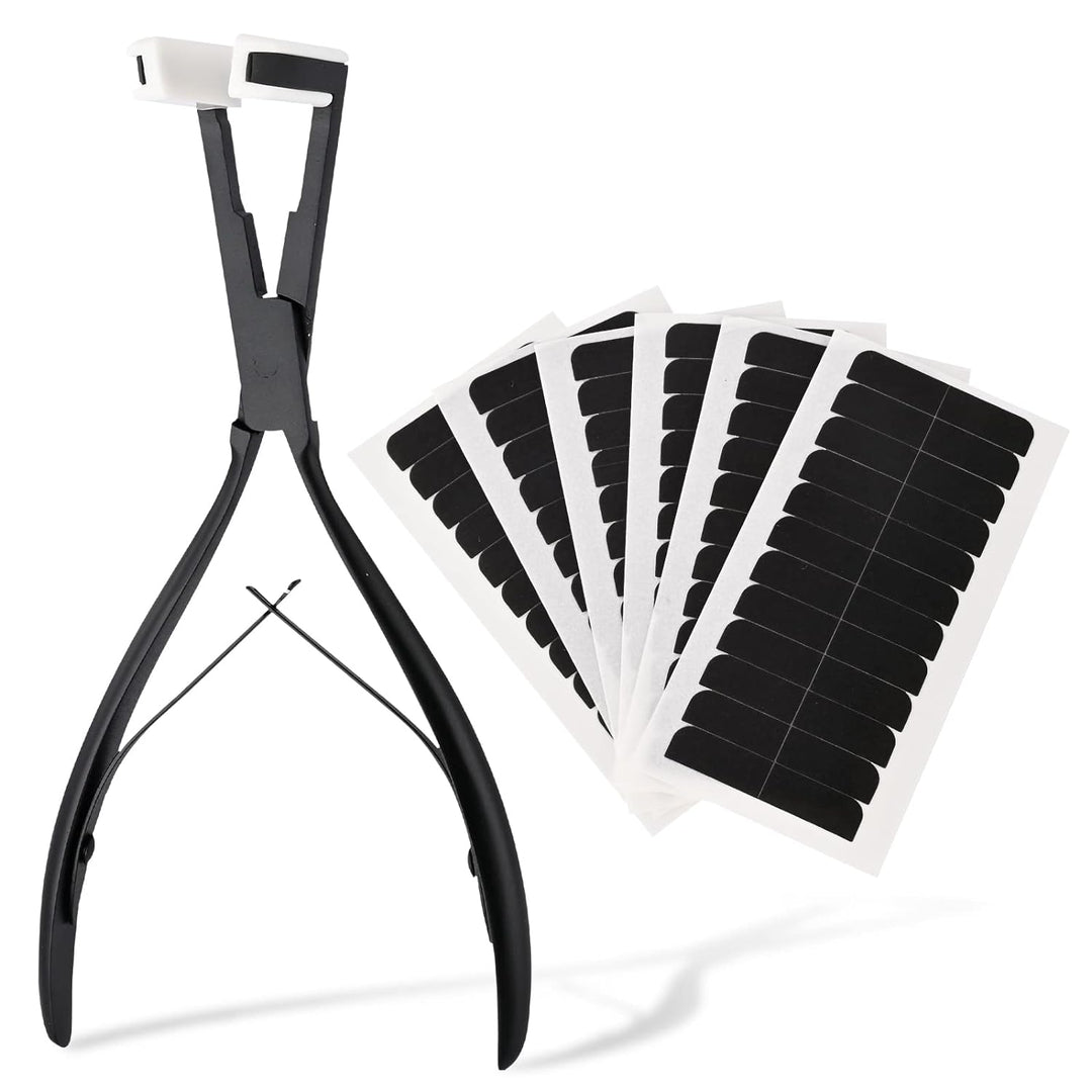 EHDIS Haarverlängerungs Kit, mit Haarverlängerungs Zangen und 144 Stück Tape Extensions Klebeband, E