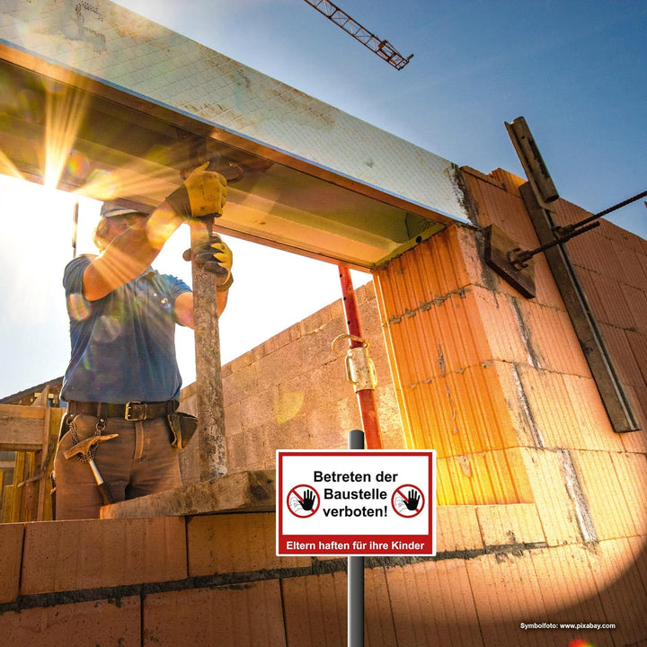 5 Stück XXL Betreten der Baustelle verboten Schild 40 x 30 cm Eltern haften für ihre Kinder ! aus st