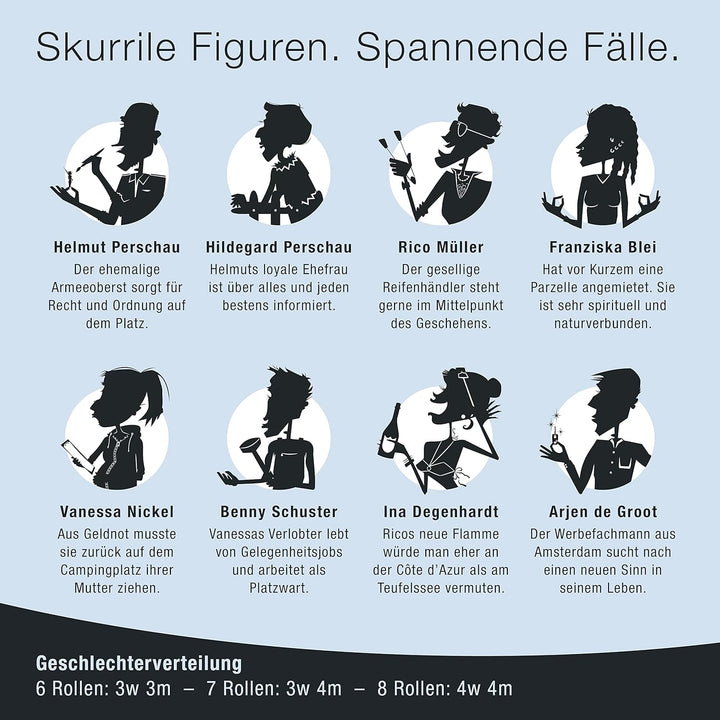 Culinario Mortale® Krimidinner für Zuhause 6 bis 8 Personen - Dauercamper, Dosenbier und eine Leiche