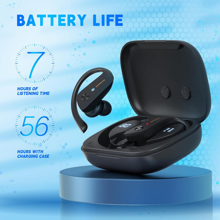 HAPPYAUDIO S3 In Ear Sport Bluetooth 5.3 Kopfhörer mit Bügel, Kabellose Ohrhörer mit klare Anrufe, D