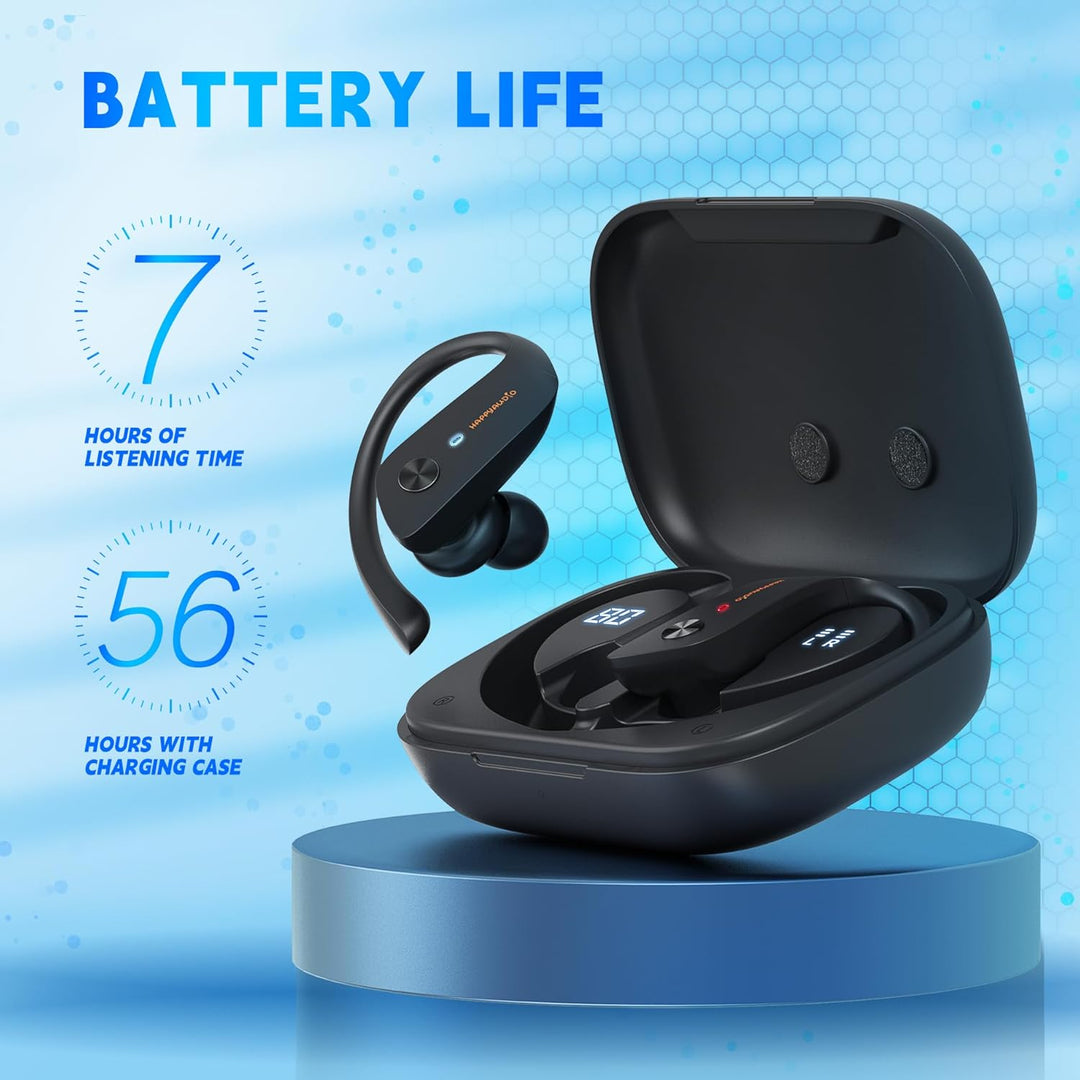 HAPPYAUDIO S3 In Ear Sport Bluetooth 5.3 Kopfhörer mit Bügel, Kabellose Ohrhörer mit klare Anrufe, D