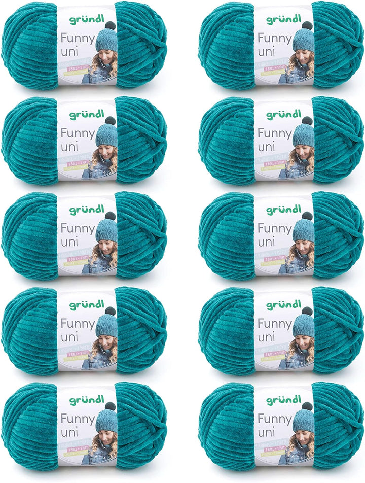 Gründl Funny uni Strick- & Häkelgarn (samtartiges Chenille-Garn aus 100 % Polyester, 100 g / 120 m,