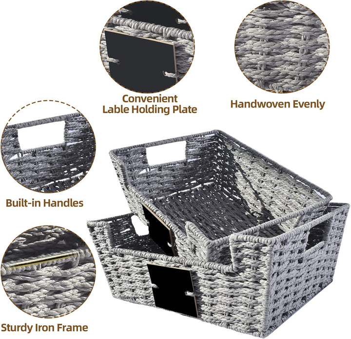OUTBROS Körbchen Geflochten,Rattankorb aus Gewebtem, Deko Aufbewahrungskörbe, Organizer korb in Shel