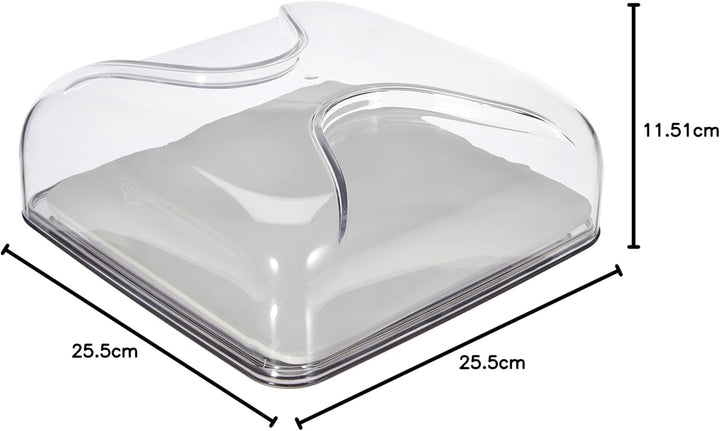 Guzzini - Gocce, Quadratische Käseglocke - Himmelgrau, 25,5 x 25,5 x h11,5 cm - 27000092 25,5 x 25,5