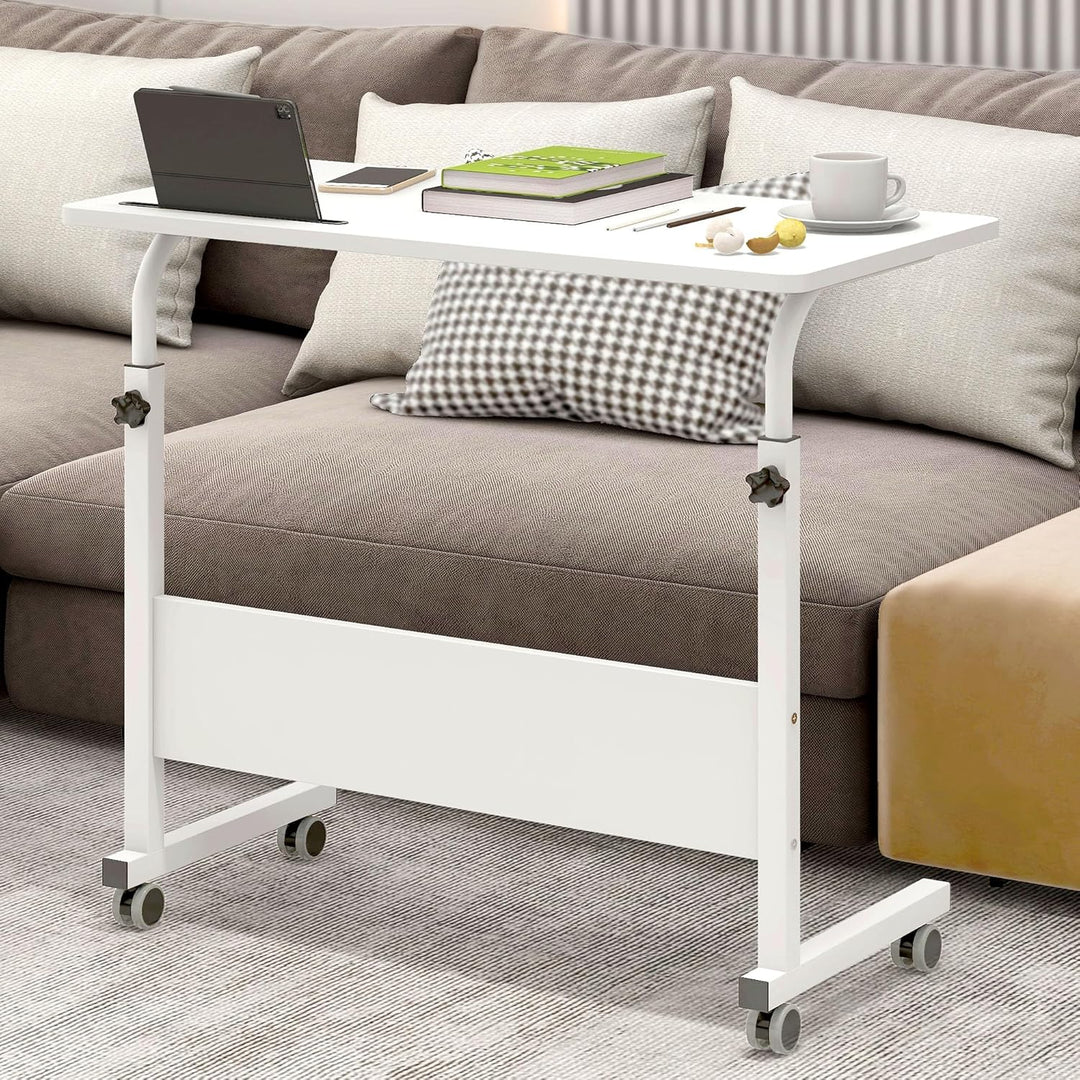 soges Computertisch Laptoptisch höhenverstellbar PC-Tisch mit Rollen, Oberfläche mit Einschnitt als