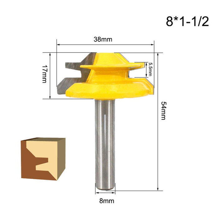 BIGP 3 Stück 45 Grad Verleimfräser Gehrung Fräse Set, 8 mm Schaft 45° Lock Miter Router Bit, 1-3/8",