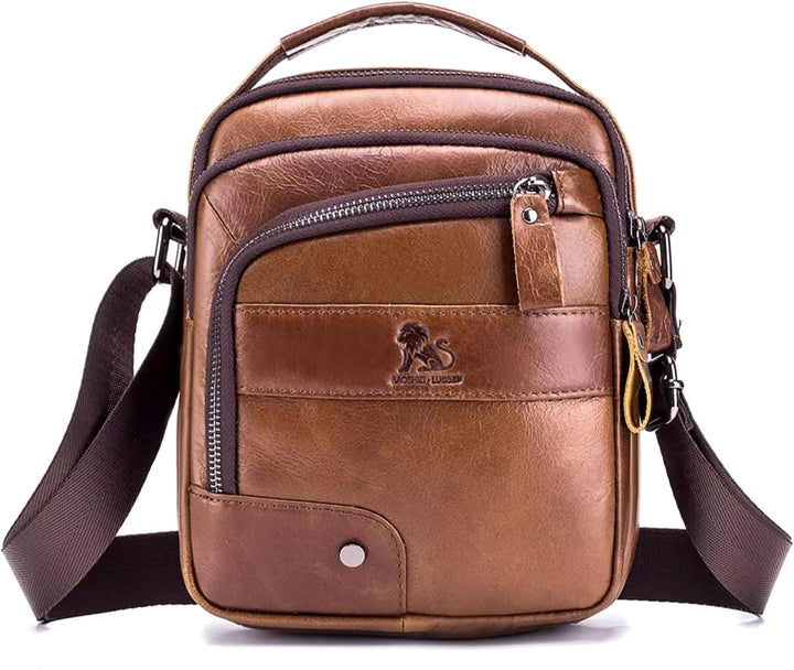 Umhängetasche aus Echtem Leder Herren Casual Fashion Crossbody Tasche Multifunktionaler Taschenbeute