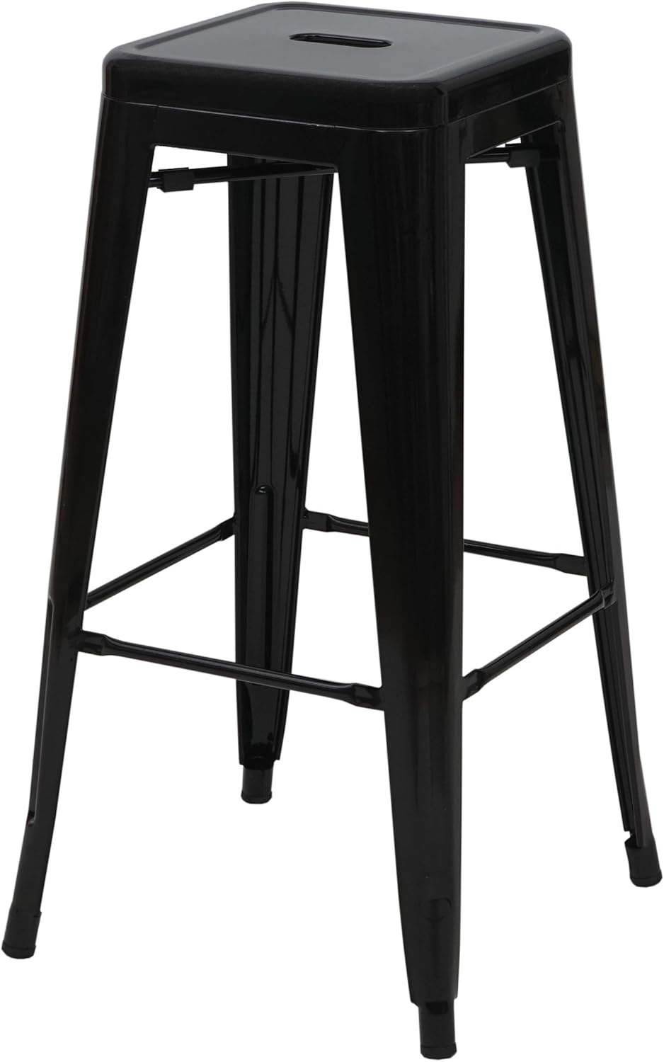 Mendler Barhocker HWC-A73, Barstuhl Tresenhocker, Metall Industriedesign stapelbar - schwarz, Schwar