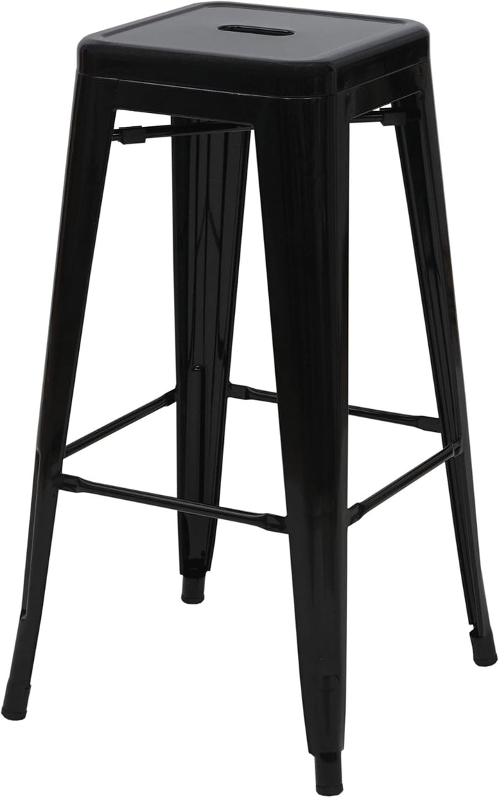 Mendler Barhocker HWC-A73, Barstuhl Tresenhocker, Metall Industriedesign stapelbar - schwarz, Schwar