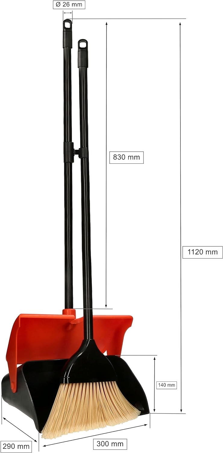 KOTARBAU® Besen und Kehrschaufel Set aus Verstärktem ABS Kehrset mit Langen Stielen