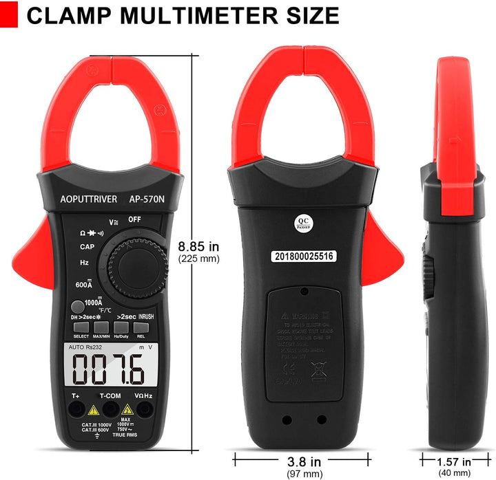 Clamp Meter AP-570N TRMS 6000 Counts Strommesszange AC DC-Strommesszange mit automatischer Reichweit