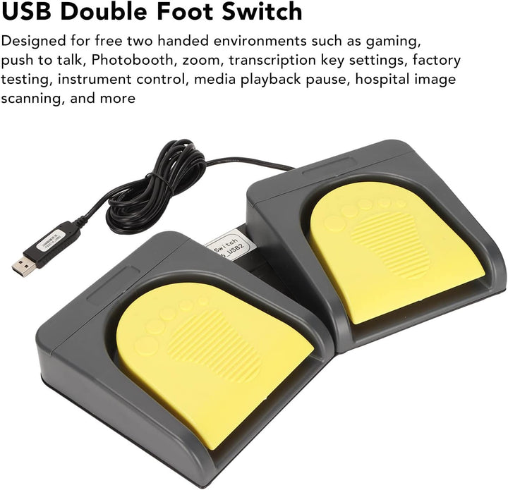 Elprico USB-Fusspedal, Doppelfussschalter Mechanische Schalter mit Zwei Pedalen MIDI-Controller HID