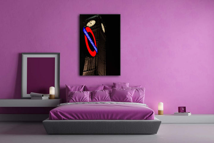 deyoli Underground Schild in London Format: 100x70 als Leinwandbild, Motiv fertig gerahmt auf Echtho