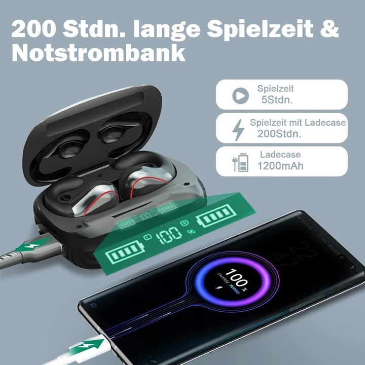 Open Ear Kopfhörer kabellos Luftleitung Knochenschall Kopfhörer Bluetooth Sportkopfhörer mit Mic Bon
