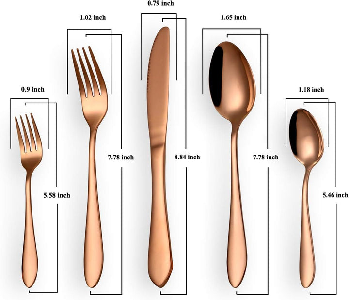 HOMQUEN 30 Stück Rose Gold Besteck Set, 18/0 Edelstahl Besteck Set, Service für 6 Personen, Esszimme