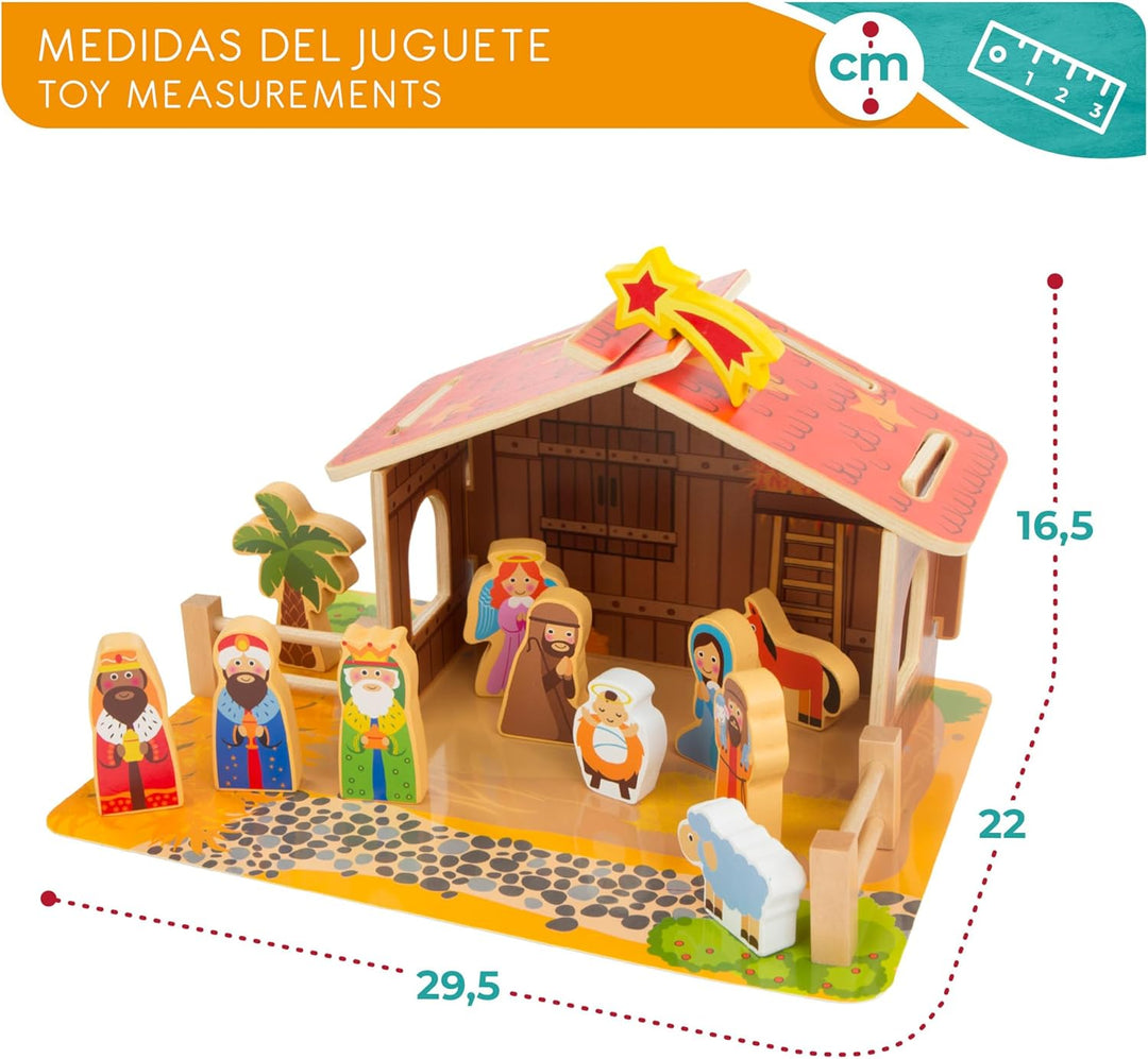 WOOMAX 46204 Weihnachtskrippe aus Holz, 20 Stück, 20 piezas, 20 piezas