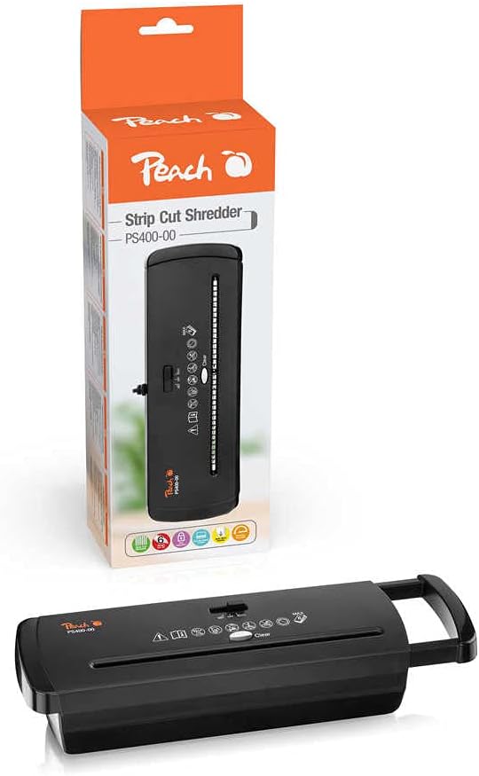 Peach PS400-00 Streifenschnitt Aktenvernichter | 6 Blatt | 7 mm Streifenbreite | schreddert Papier u