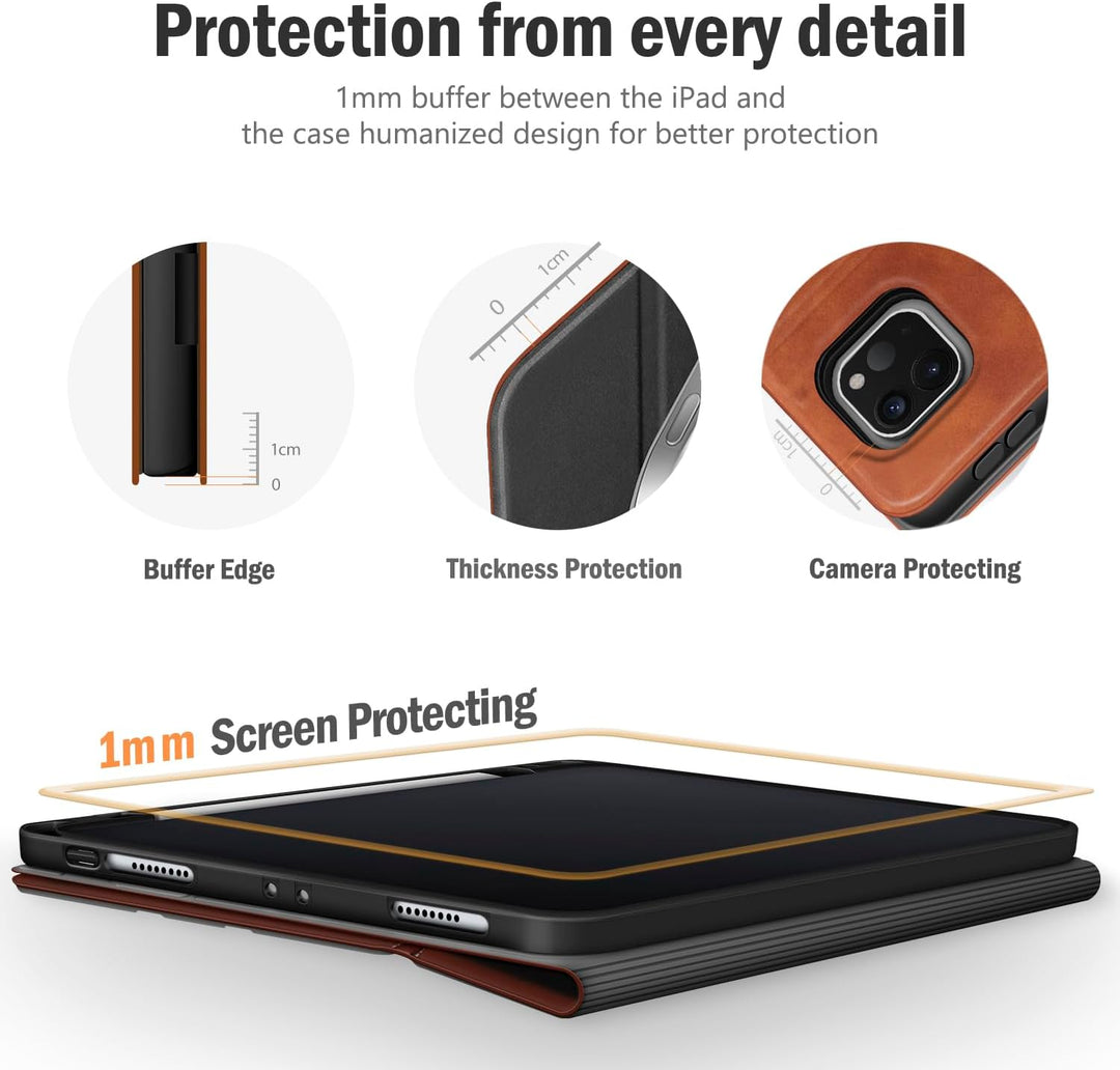 Antbox Leder Hülle für iPad Pro 11 2022/2021/2020/2018 (4./3./2./1. Generation) mit Stifthalter Auto
