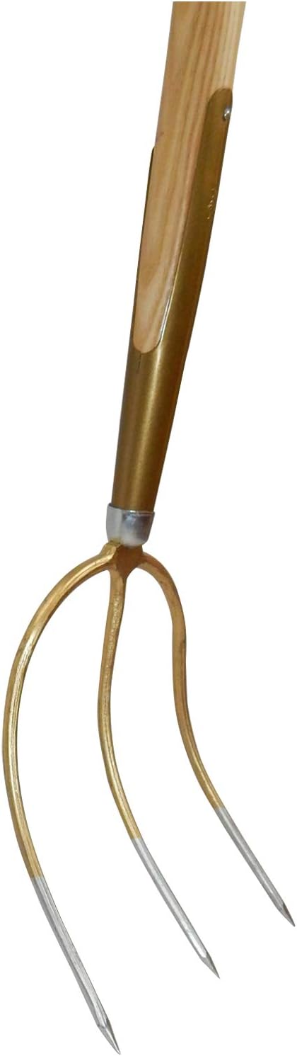 SHW-FIRE Profi Streugabel mit 3 Zinken, Gr. 26 x 20 cm, Schienenzwinge und langlebigem Eschensttiel