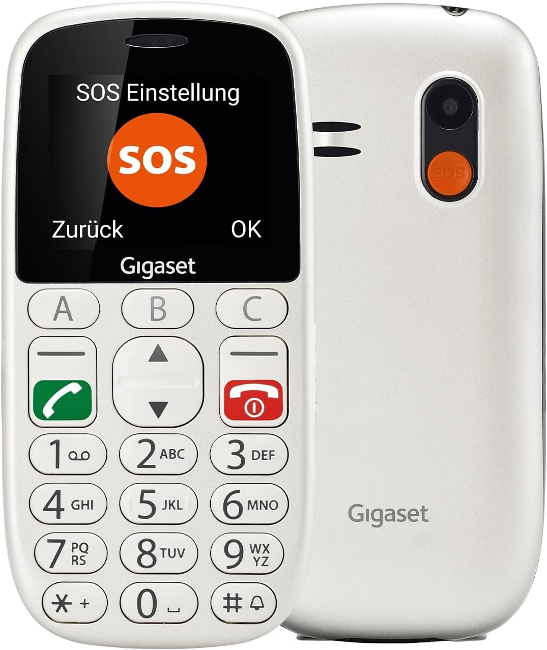 Gigaset GL390 weiss GSM - Senioren Mobiltelefon mit SOS-Notruf-Taste, grossem 2, 2" Farbdisplay - ei