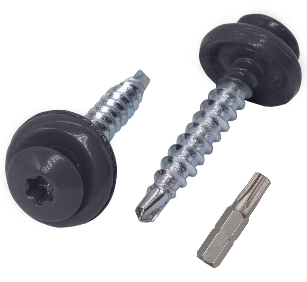 (250 Stück) Metall Dacheindeckung Torx Schrauben 4,8 x 35 mm lackierte Selbstbohrschrauben mit EPDM