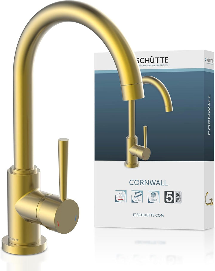 SCHÜTTE 79167 Küchenarmatur Cornwall, 360 Grad schwenkbarer Wasserhahn Küche, Mischbatterie für die