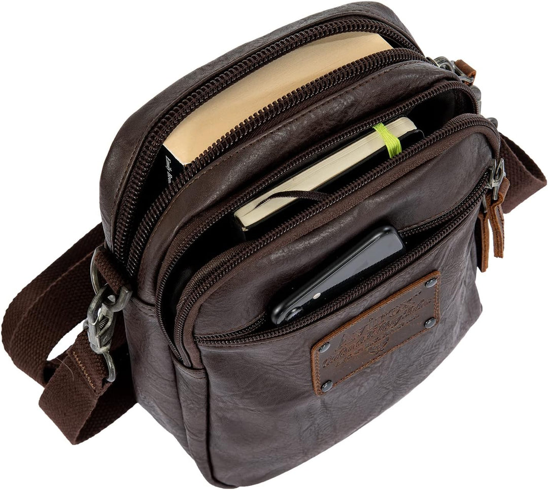 Avirex Kollektion Buffalo, kleiner Schultergurt, Crossbody Bag Small, Herrentasche, Braun