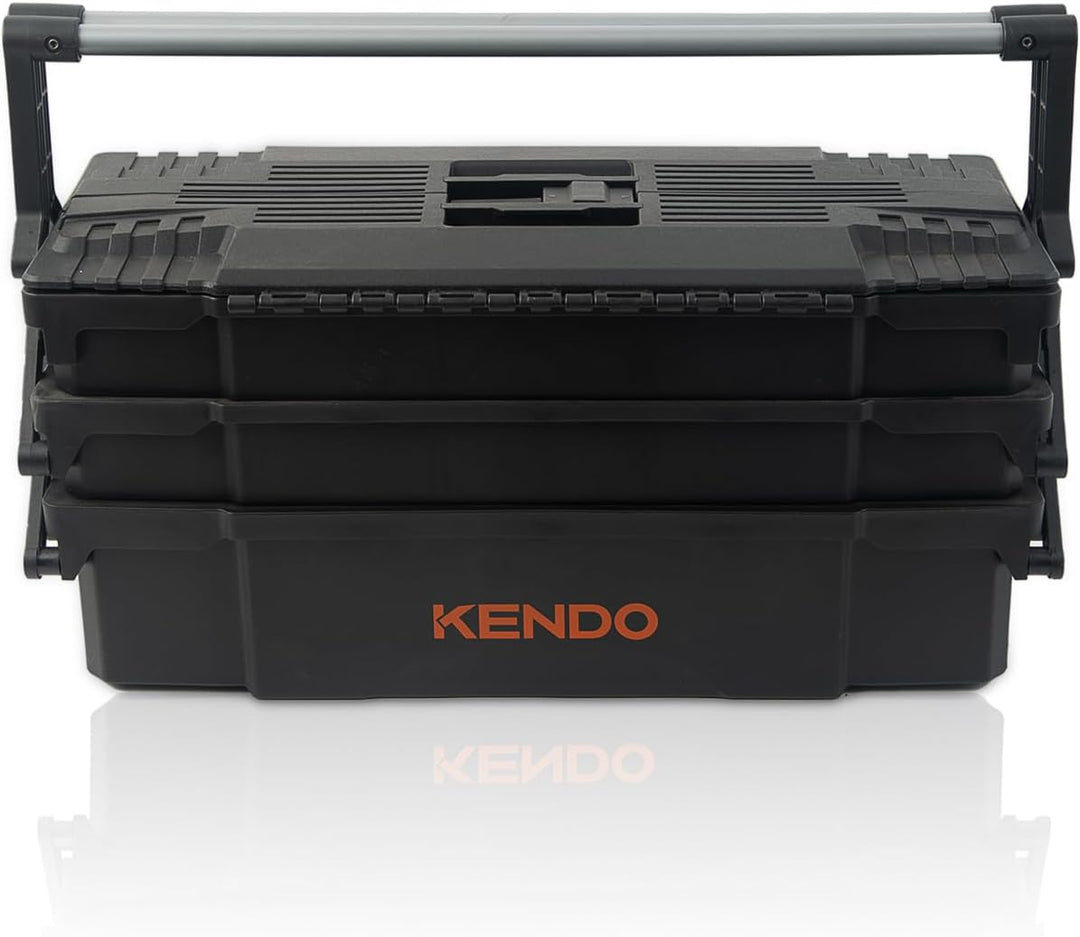 KENDO Werkzeugkasten leer Kunststoff - Leicht und extrem Robust - 46.5 x 23 x 21 cm - 4 aufklappbare