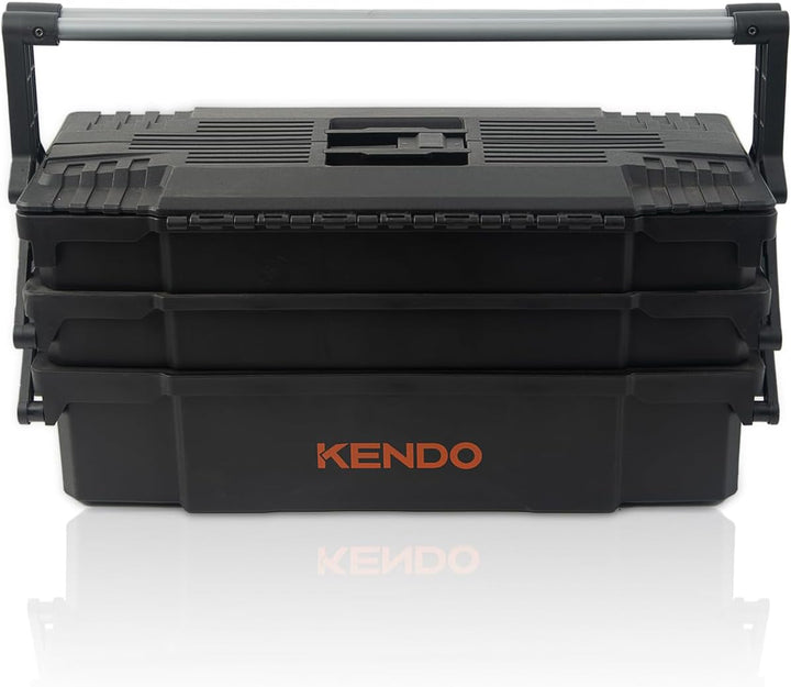 KENDO Werkzeugkasten leer Kunststoff - Leicht und extrem Robust - 46.5 x 23 x 21 cm - 4 aufklappbare