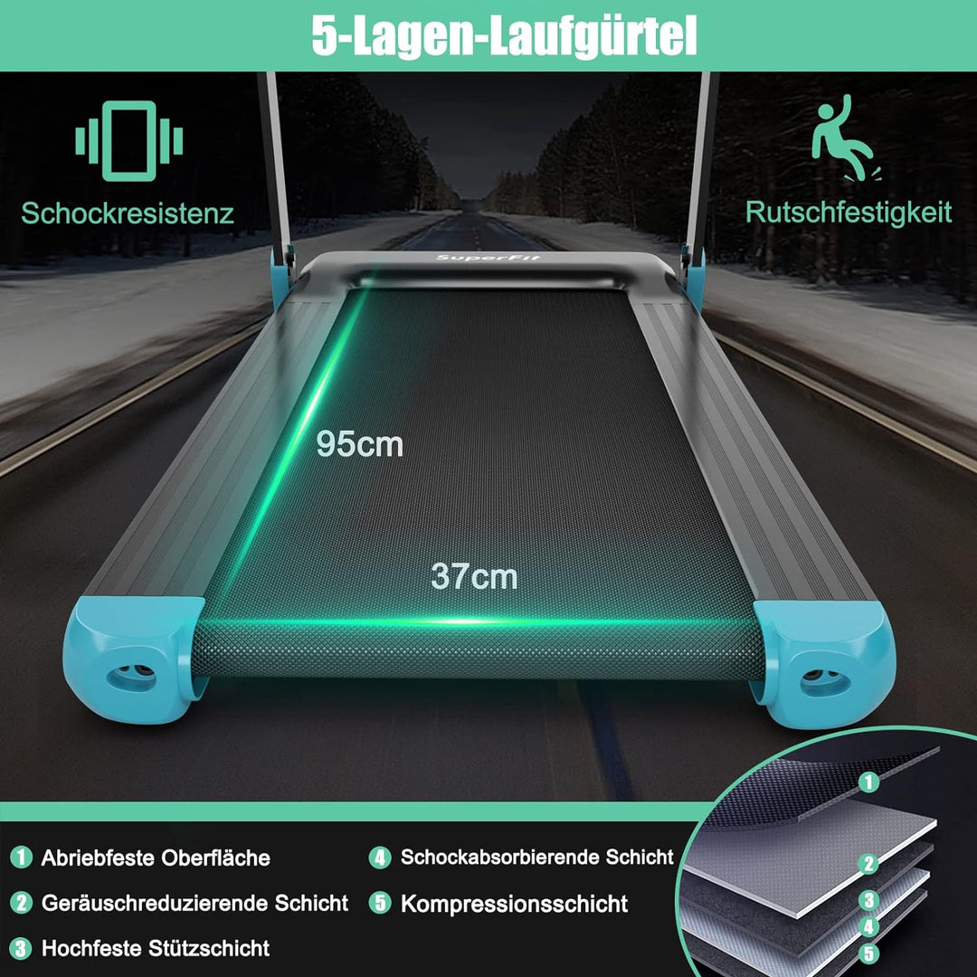COSTWAY Elektrisches Laufband App-kontrolliert | Bluetooth | 3 Modi 12 voreingestellte Programme | L