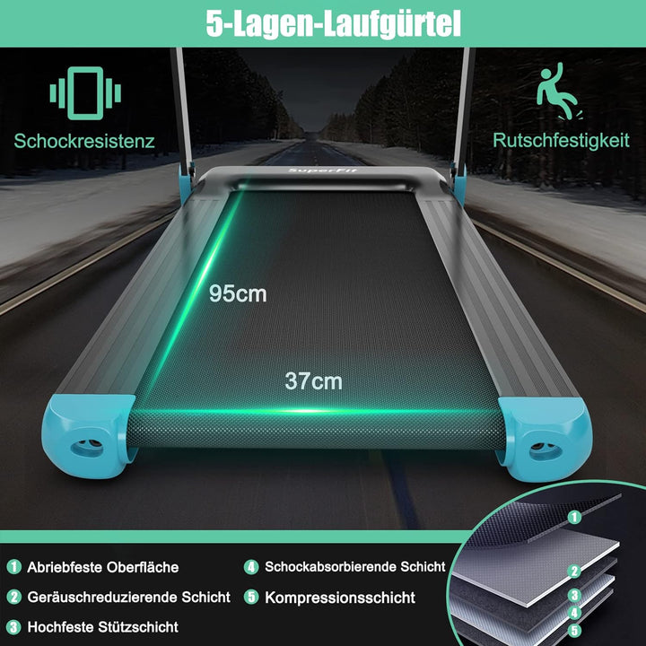 COSTWAY Elektrisches Laufband App-kontrolliert | Bluetooth | 3 Modi 12 voreingestellte Programme | L
