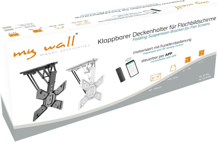 myWall Smart Home Deckenhalterung für Fernseher 23 Zoll bis 55 Zoll (58-140 cm), bis 35 kg, mit Funk