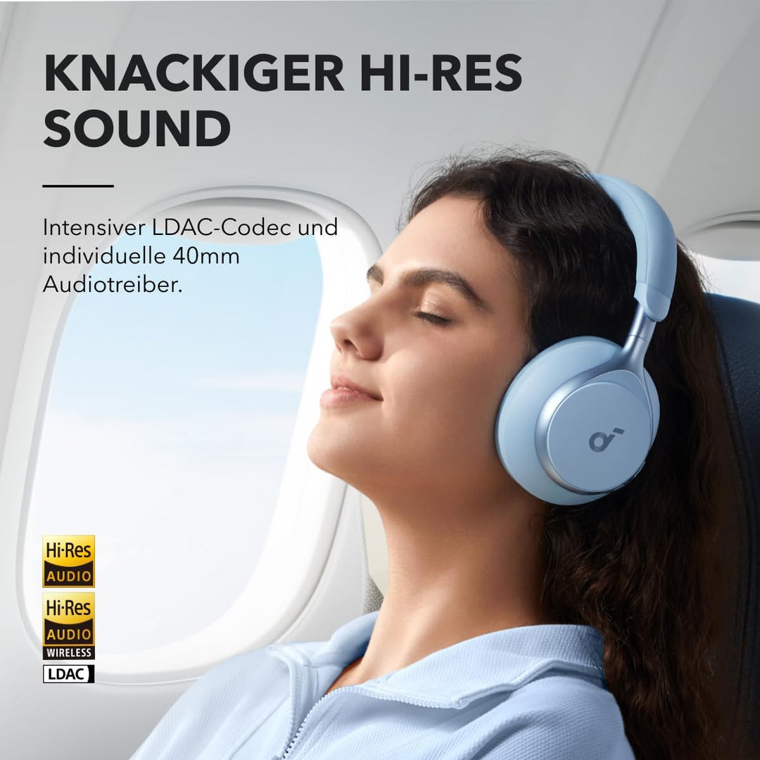 soundcore by Anker, Space One Kabellose Over-Ear Bluetooth Kopfhörer, Aktives Noise Cancelling, 2X s