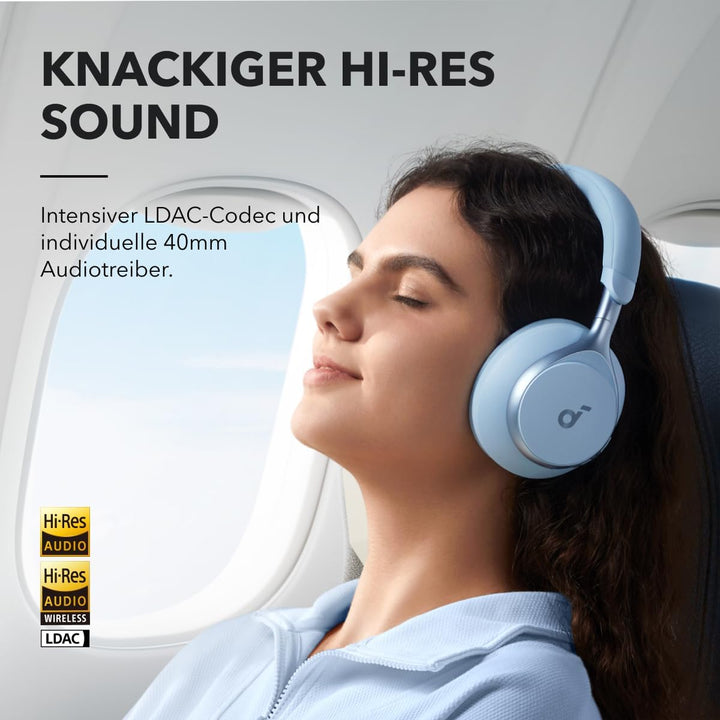 soundcore by Anker, Space One Kabellose Over-Ear Bluetooth Kopfhörer, Aktives Noise Cancelling, 2X s