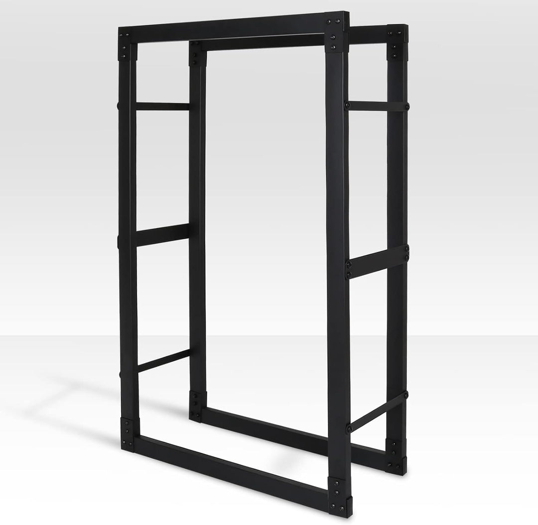 Randaco Kaminholzregal, Brennholzregal Aus Schwarzem Metall, Holzscheite Stapelhilfe für Innen, Feue