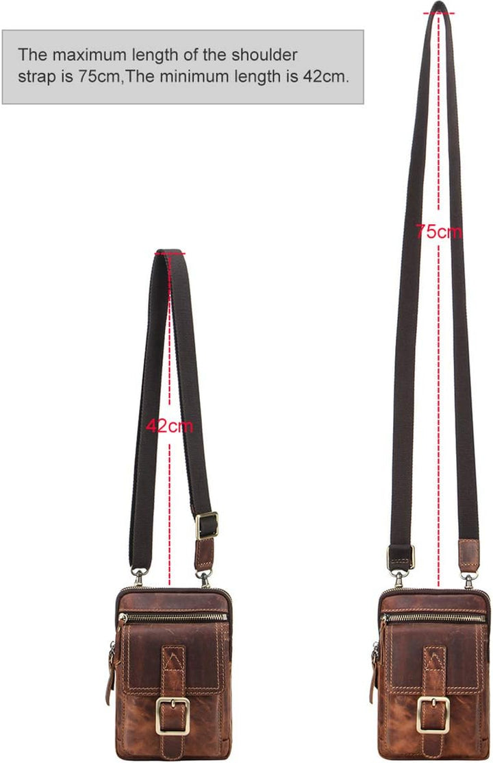 CONTACTS Echtes Leder Herren Kleine Messenger Taillentasche Gürteltasche Telefon Brieftasche Geldbör