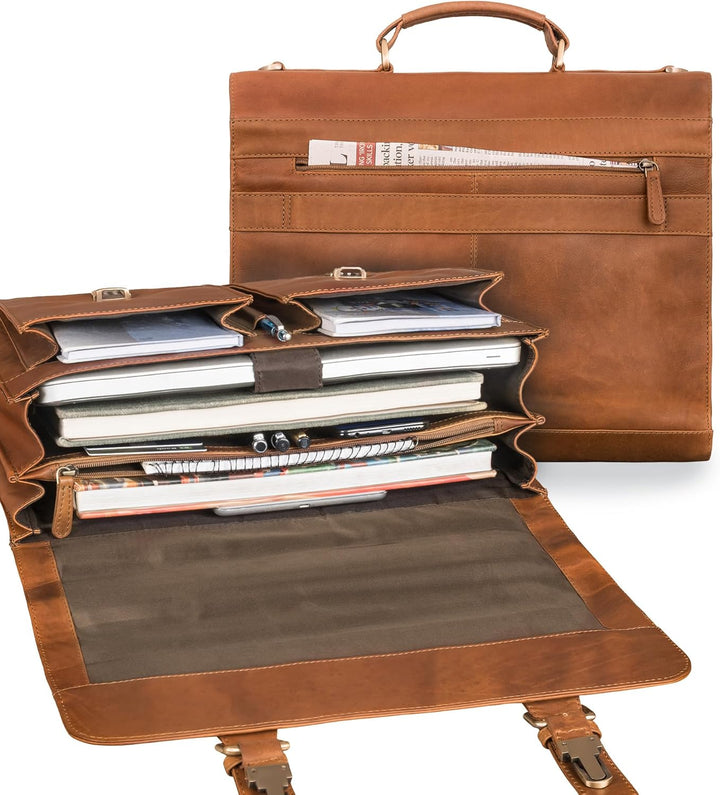 STILORD 'Ludger' Leder Laptop Tasche 15,6 Zoll für Damen und Herren Ordnertasche Echtleder Businesst