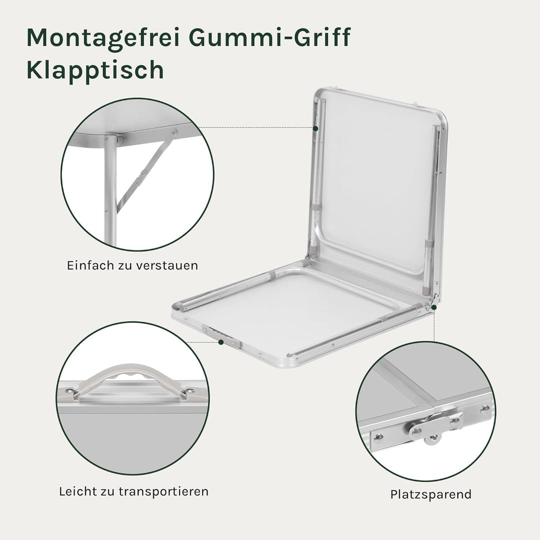 WOLTU Campingtisch Klapptisch Gartentisch Arbeitstisch Balkontisch höhenverstellbar Aluminium MDF Si
