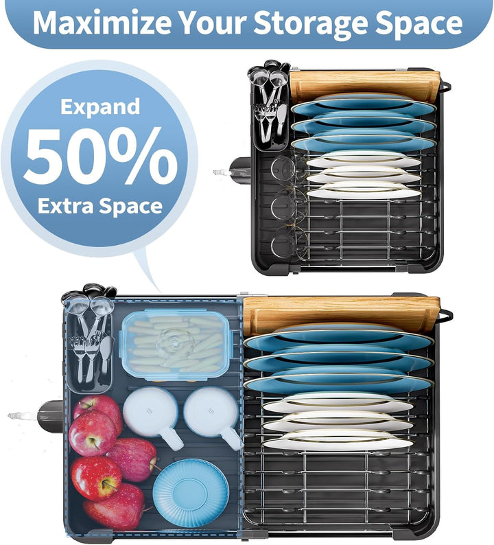 KINGRACK Abtropfgestell, Erweiterbares Geschirrgestell, Faltbares Edelstahl Geschirrabtropfgestell m