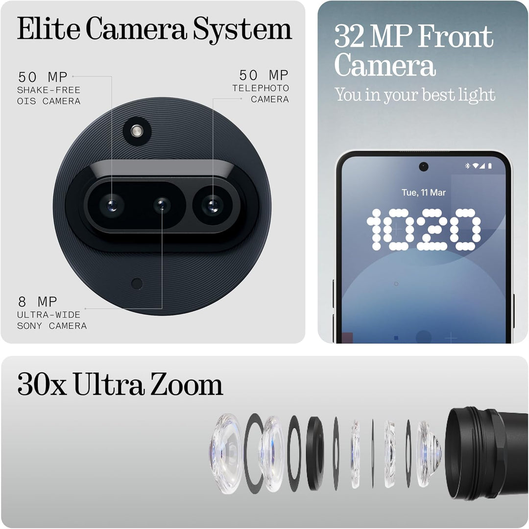 Nothing Phone (3a) 128 GB - Handy mit Essential Space, 50-MP-Hauptkamera, 32-MP-Frontkamera, 30-fach