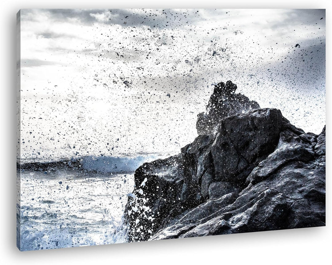 deyoli Wellen die gegen die felsigen Klippen donnern Format: 100x70 als Leinwandbild, Motiv fertig g