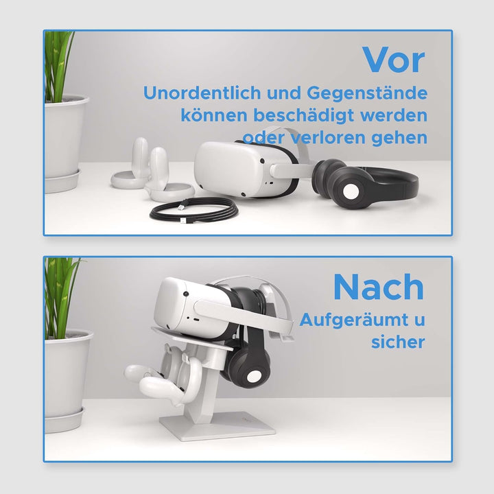 DigiCharge VR Headset Ständer für PS VR 2 PSVR2 Sony Playstation VR2/ Meta Quest 2 / Quest 1 / Rift