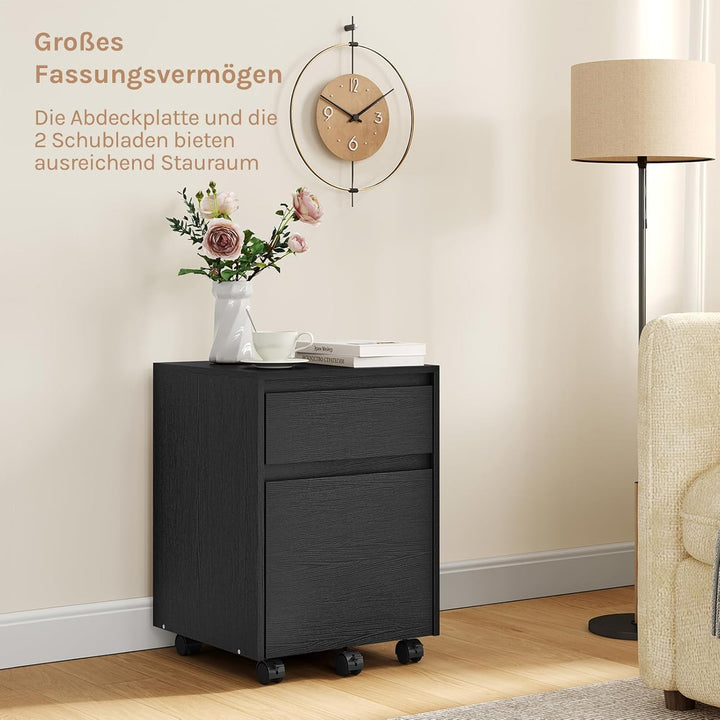 WOLTU Rollcontainer, Aktenschrank mit 2 Schubladen, mobiler Büroschrank, Schreibtisch Unterschrank,