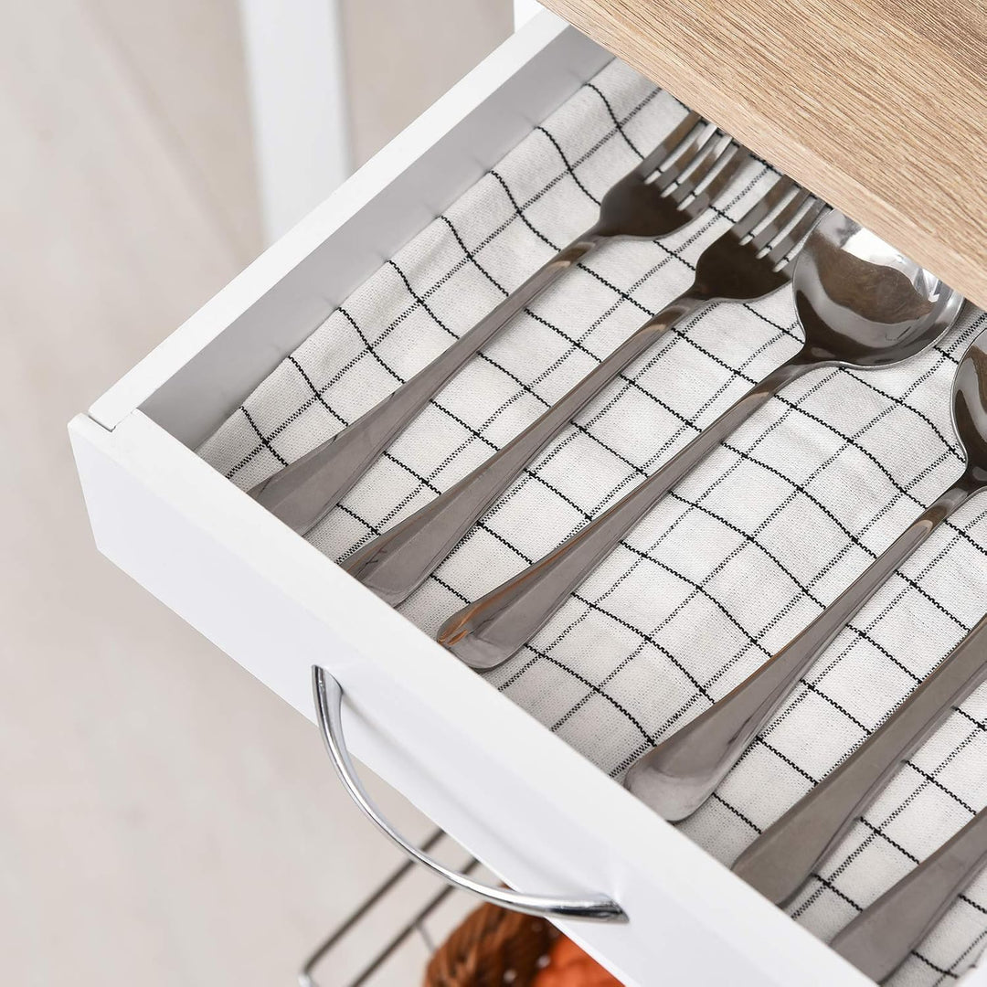 HOMCOM Küchenwagen faltbar Rollwagen Servierwagen Schublade mit 3 Körben 6 Universal-Rollen für Küch