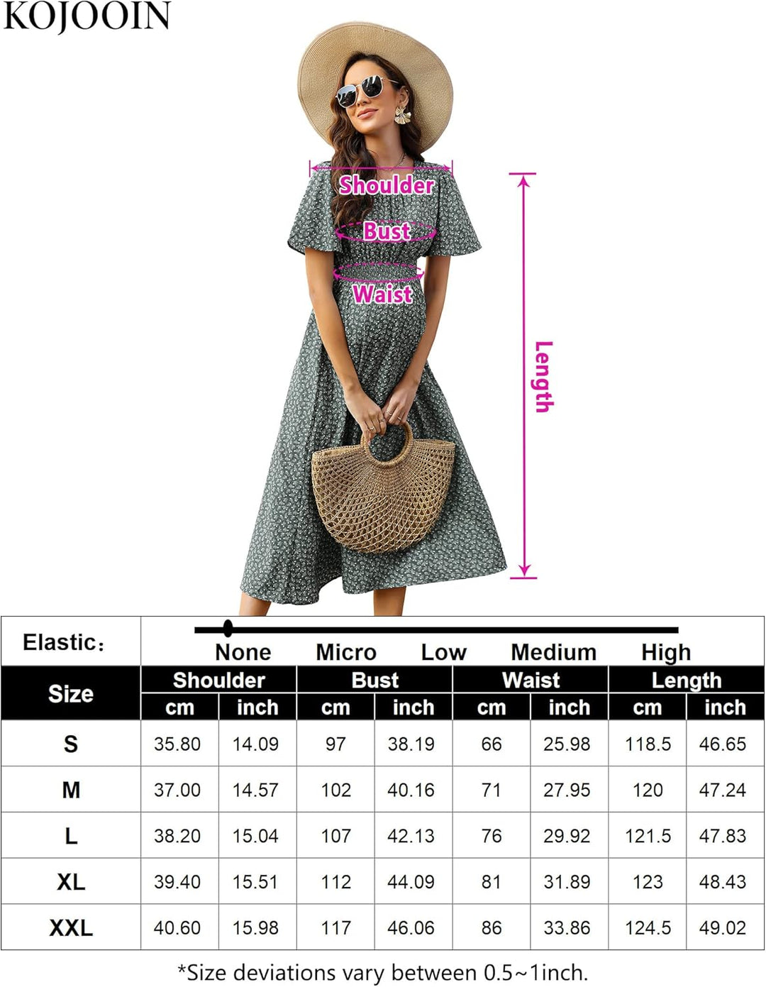 KOJOOIN Damen Umstandskleid Kurzarm Schwangerschafts Bedrucktes Kleid mit Rundhalsausschnitt und Rüs