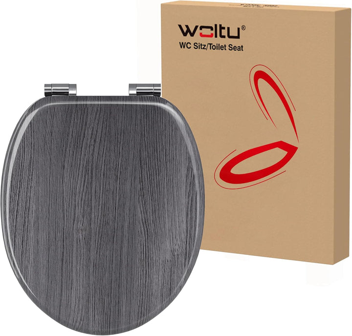 WOLTU #2 Premium WC-Sitz Toilettensitz mit Absenkautomatik, MDF Holzkern, Softclose Scharnier, Antib