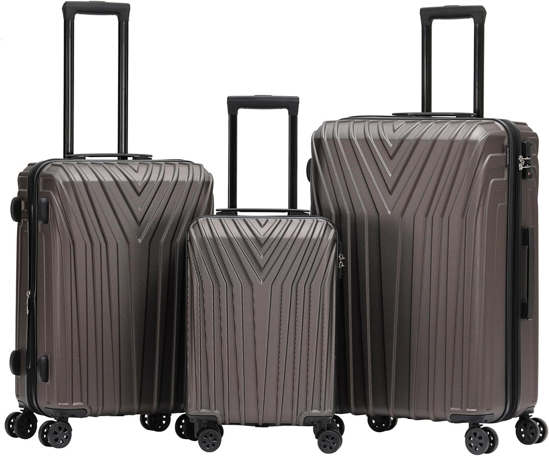 BEIBYE Kofferset Rollkoffer Koffer Hartschale,TSA Schloss, Zwillingsrollen, Erweiterung (Coffee, Set