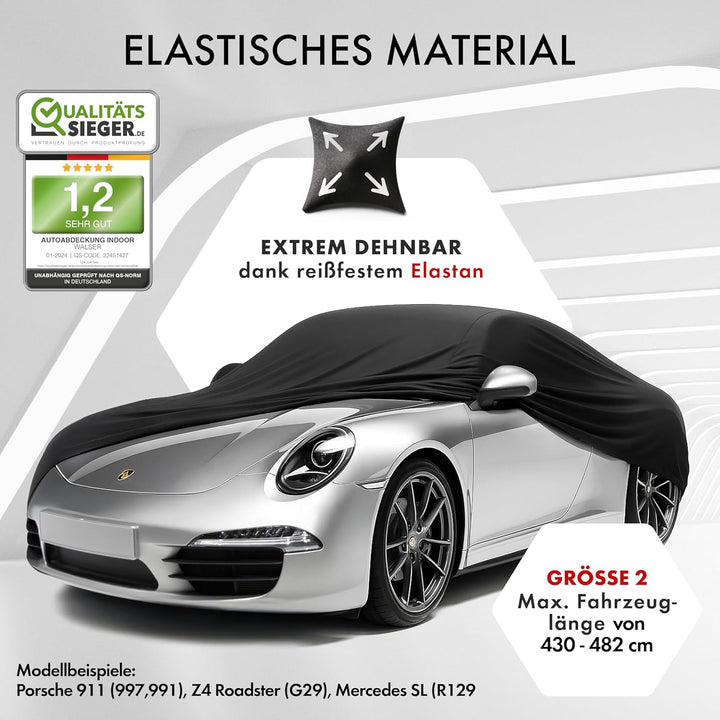 WALSER Premium Abdeckung Auto Indoor Stretch Plus Qualitätssieger Sehr Gut* Autoabdeckung Winter Aut